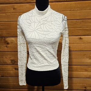 Lace Fitted Long Sleeve Top W Cowl Neck Small Charlotte Russe Y2K